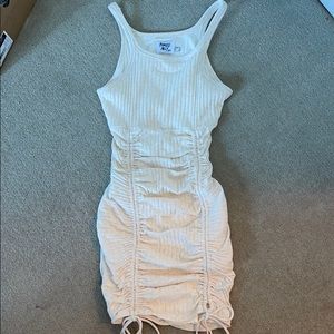 Cream Ribbed Mini Dress